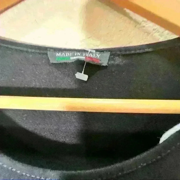 CATHERINE LILLY WHITE Long Sleeve Black Blouse Flower Bottom Sz M Made In Italy - Picture 7 of 11